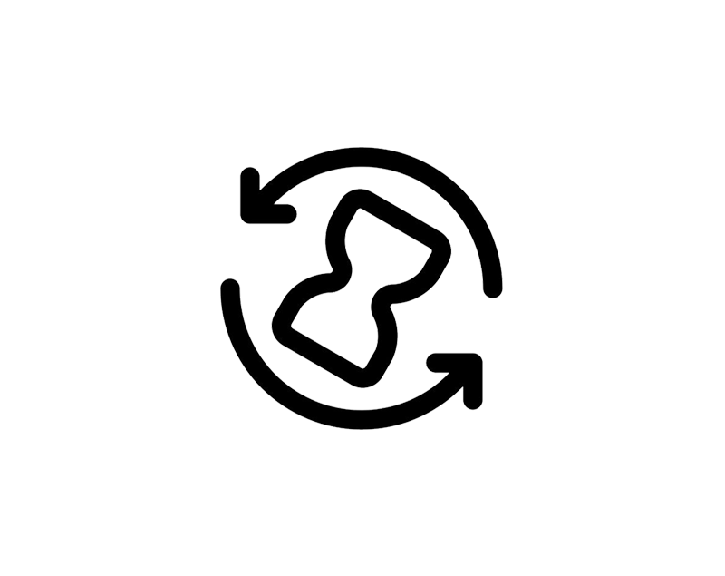 Hourglass symbol to symbolize production time passing.